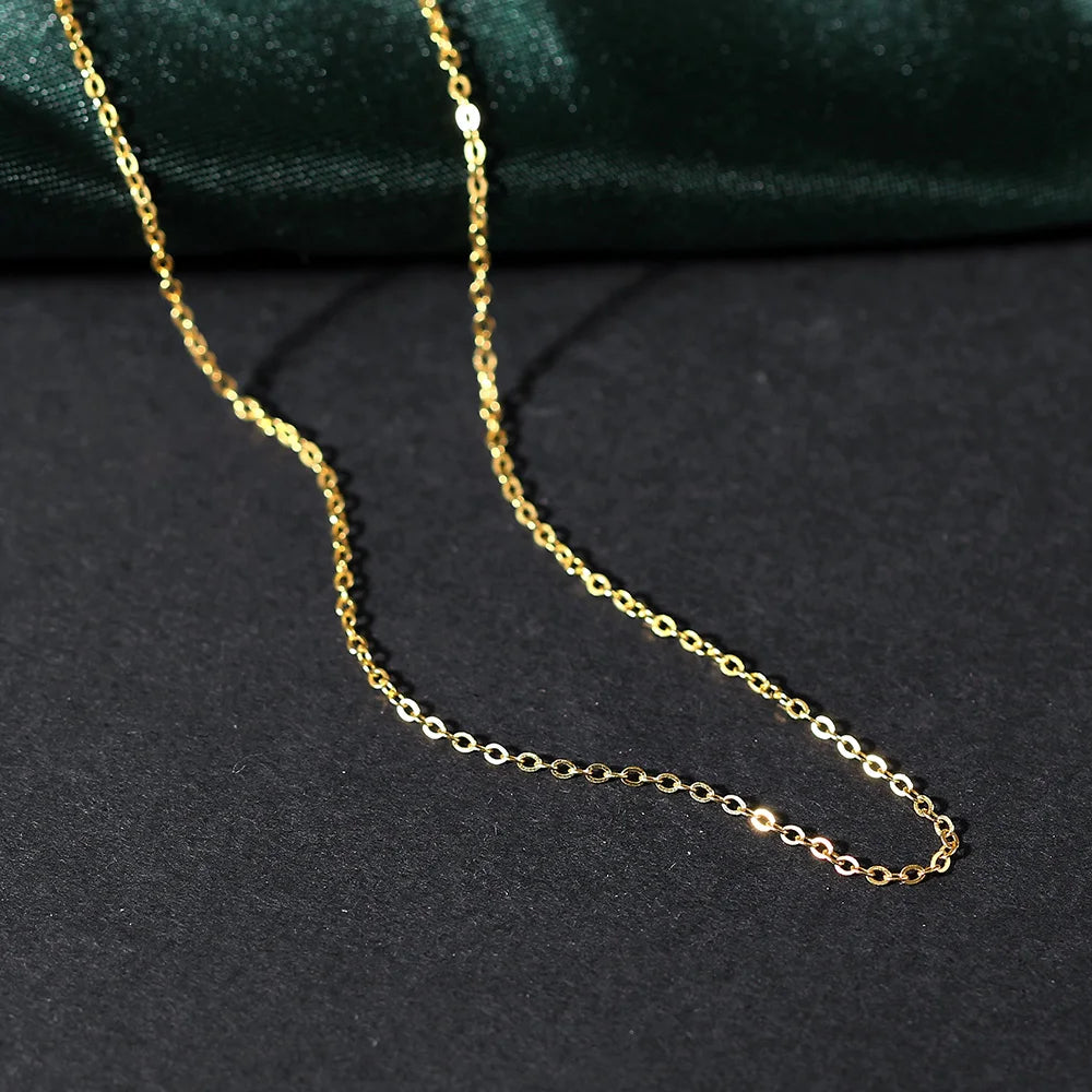 LAMOON Thin Link Chain 925 Sterling Silver Necklace Gold Color Chain Women Chokers Necklace K Gold Plated Without Pendant NL024
