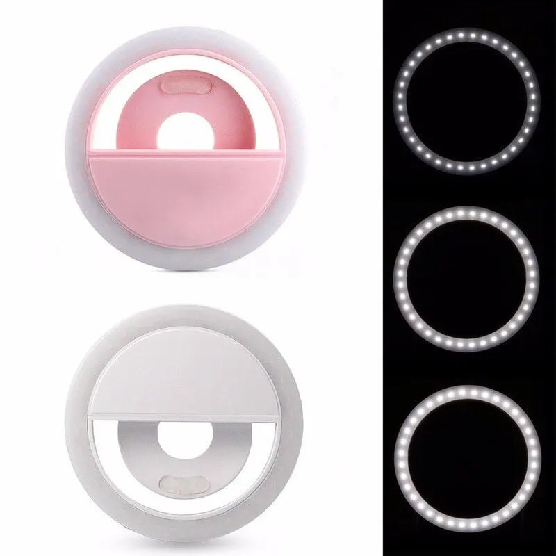 LED Light Ring with USB Phone Charger Selfie Light Compatible with iPhone Samsung Xiaomi Poco