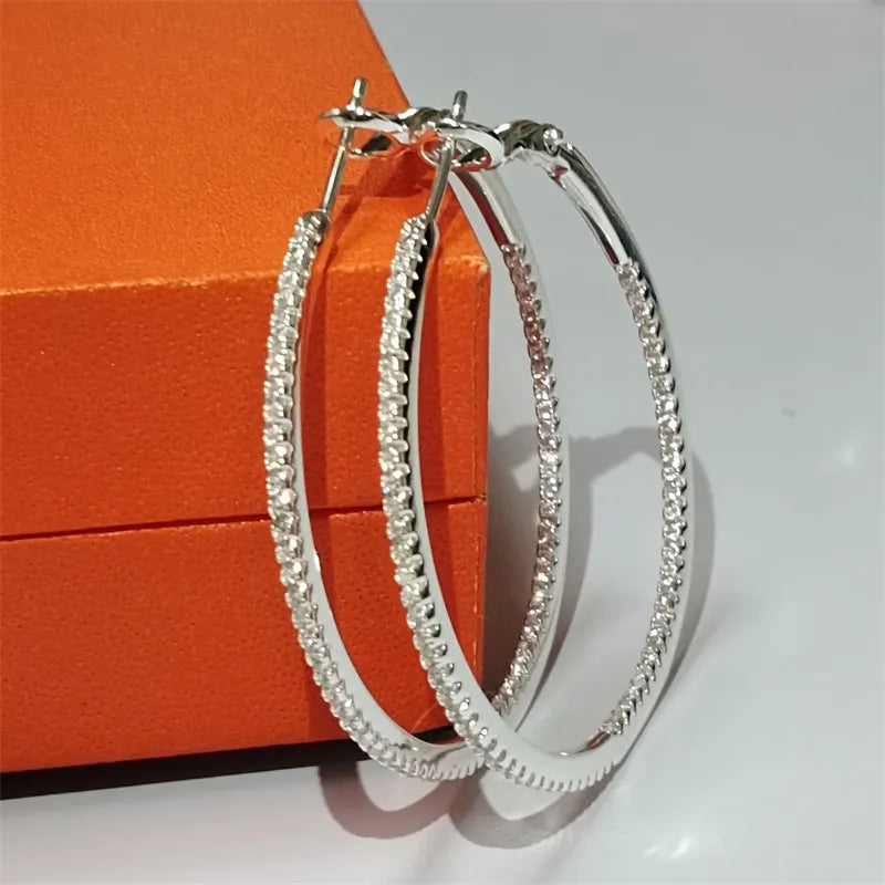 Diamond Hoop Earrings 925 Silver earrings