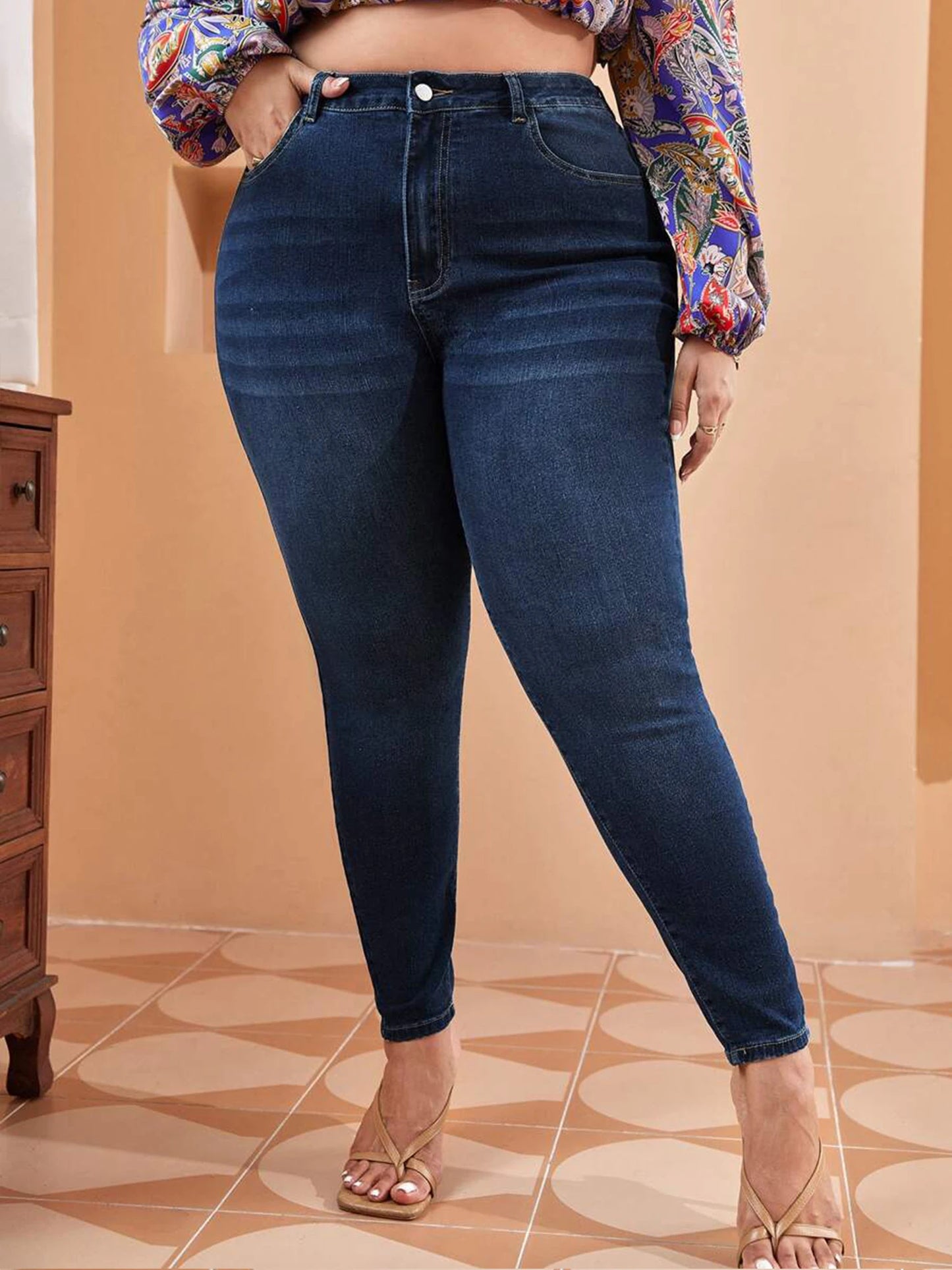 Skinny Jeans High Waist Stretch Denim Trousers Pencil Pants Casual Comfort Trousers