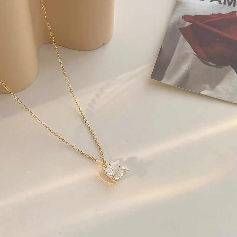 925 Sterling Silver Gold Necklace Pendant For Women Clavicle Chain Luxury Jewelry