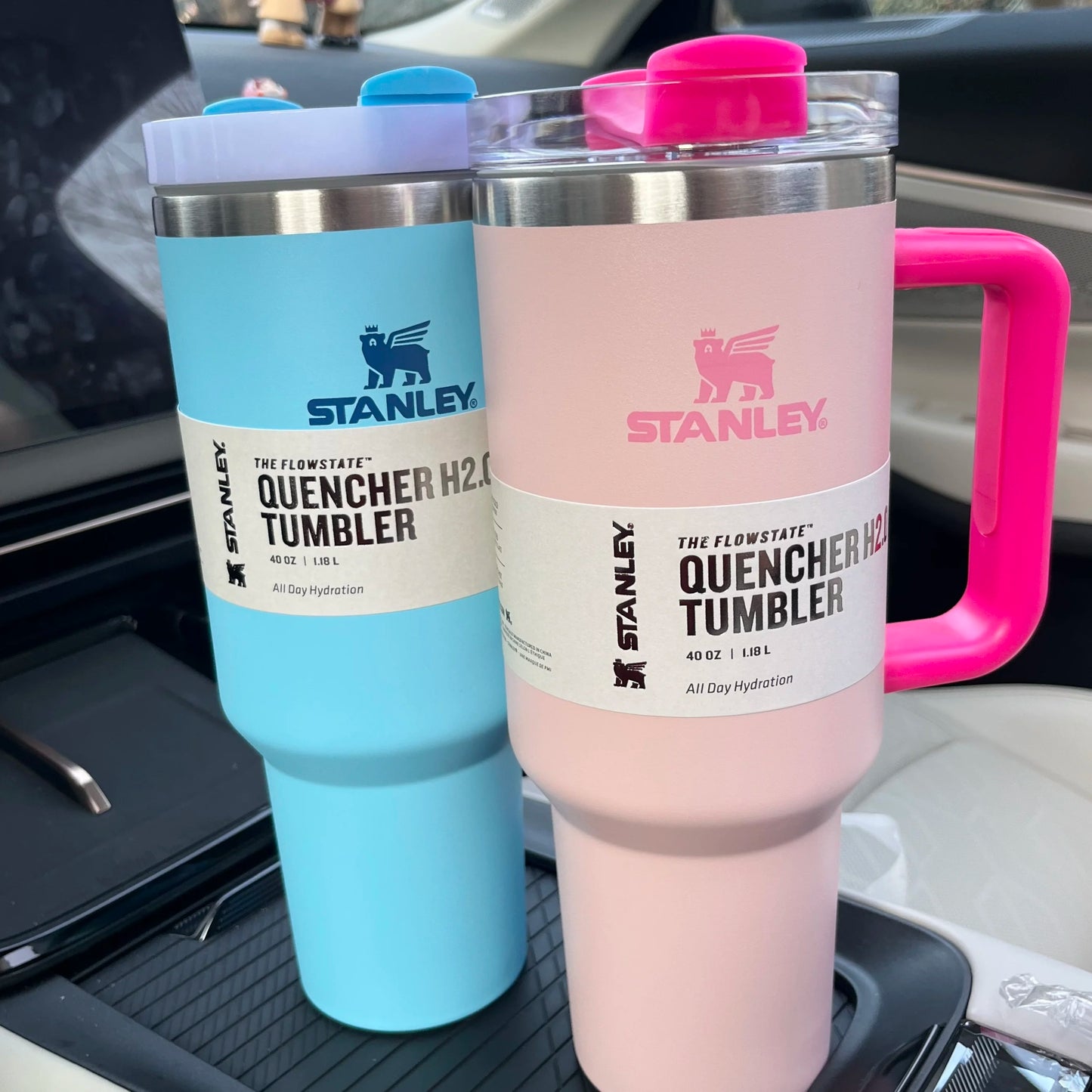 Original 40oz Stanley Adventure Quencher H2.0 Tumbler with Handle Lids Stainless Steel Coffee Termos Cup Car Mugs Vacuum Cup