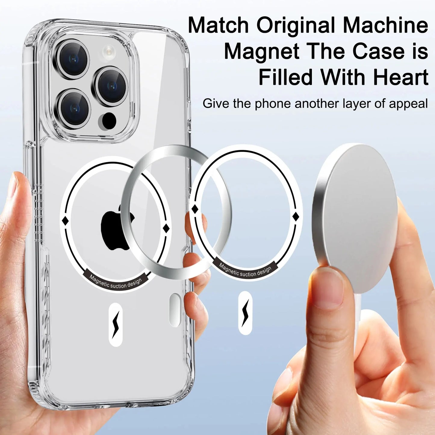 For iPhone 15 Magnetic Case 15 Pro Plus HD Clear Anti-yellow Shockproof Charging Case Cover for iPhone 15 Pro Max Case Transpare