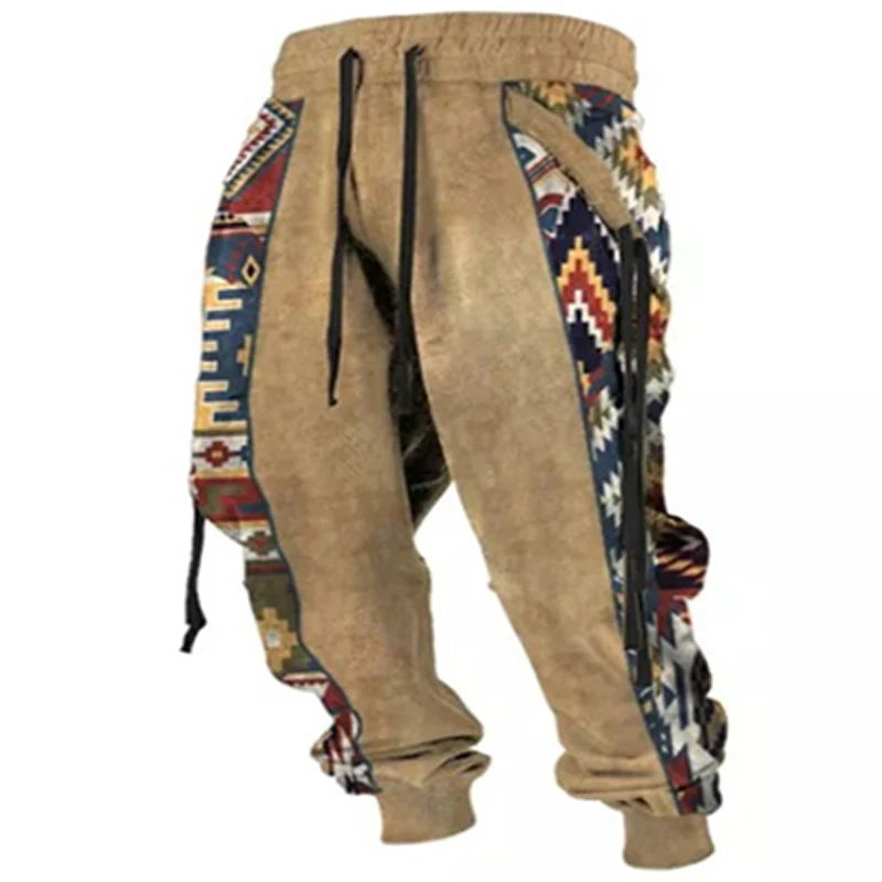 Y2K Retro Men's Pants, Tied Up Hooded Sweatshirt, 3D Printed Harajuku Sweatpants, Pocket Hip-hop Casual Sportswear, Autumn