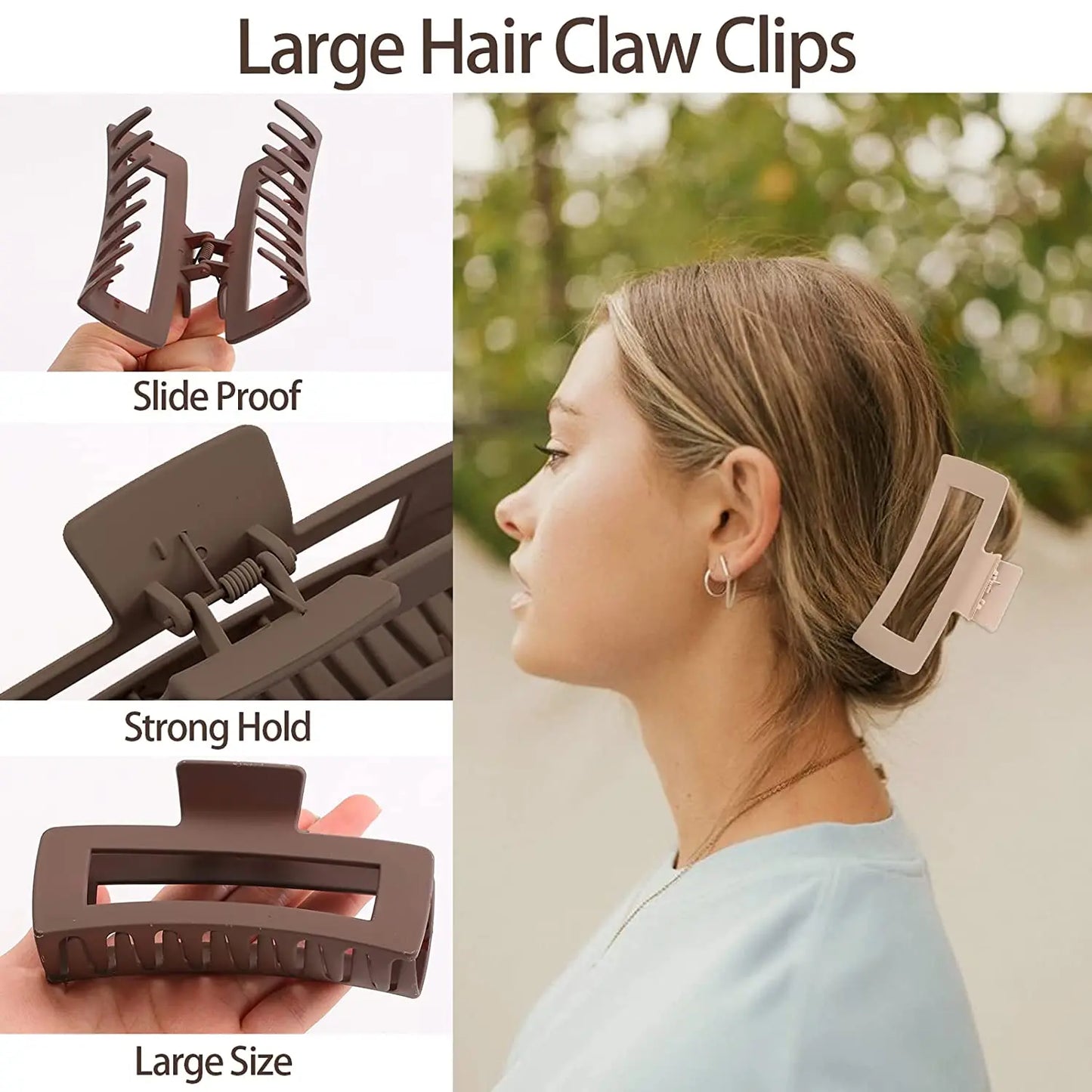 4Pcs Set Women Girls Claw Clips Coffee Black Hair Claw Nonslip Crab Hairpins Barrette Fashion Hair Accessories Gifts