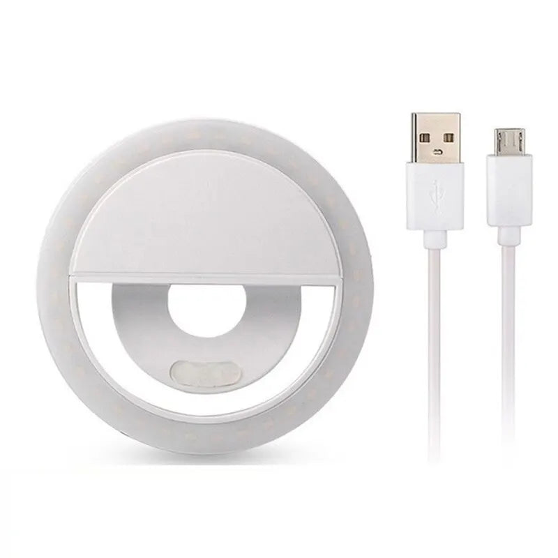 LED Light Ring with USB Phone Charger Selfie Light Compatible with iPhone Samsung Xiaomi Poco