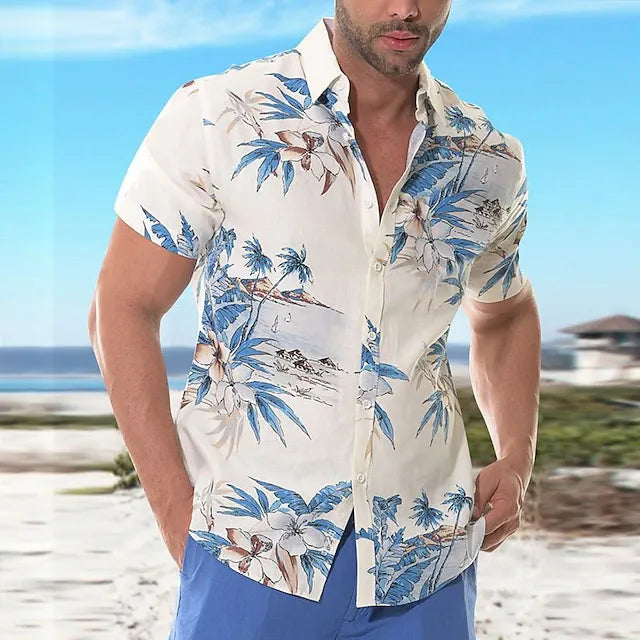 Coconut Tree Shirts For Men 3d Printed Men's Hawaiian Shirt Beach 5xl Short Sleeve Fashion Tops Tee Shirt Man Blouse Camisa
