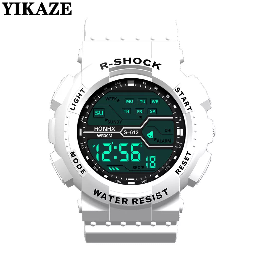 YIKAZE Multifunction Men's Sports Watch LED Digital Watch Big Dial Waterproof Luminous Men Sport Watch Electronic Watches