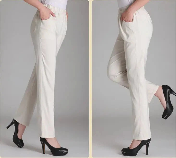 new spring and summer Fashion casual plus size elastic loose brand middle aged female women pants trousers