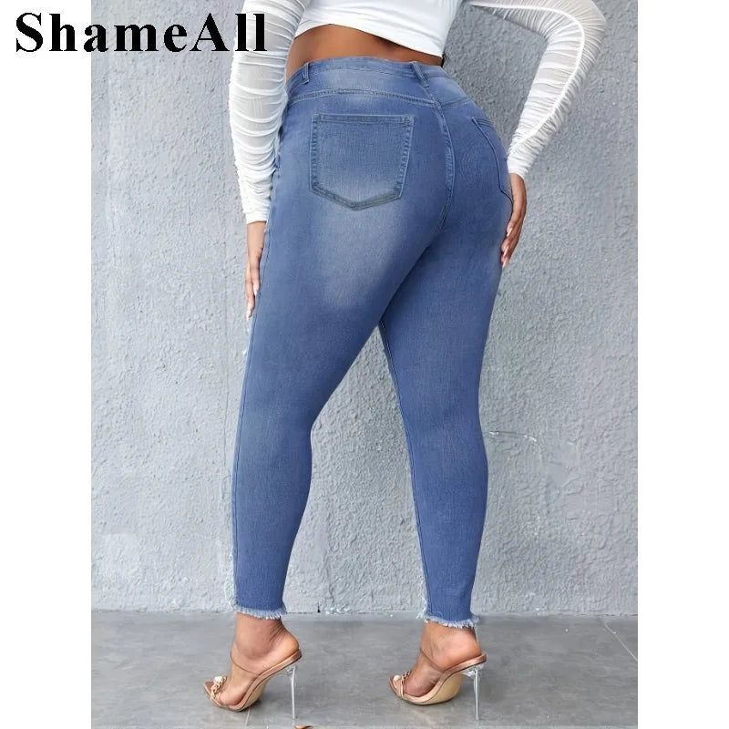 Women's XXL ripped stretchy skinny pencil  jeans