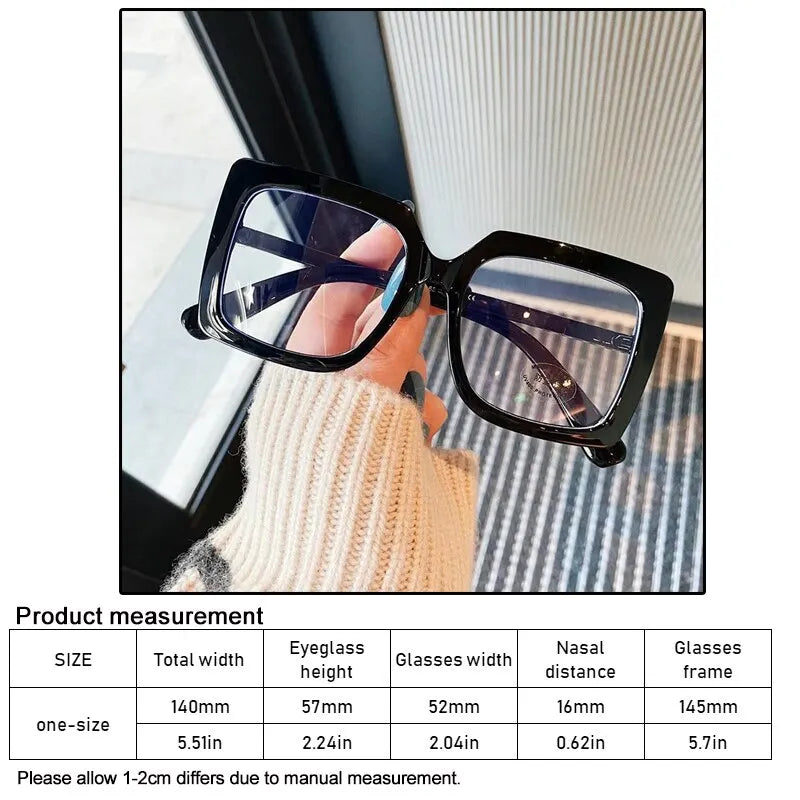 Big Square Anti Blue Light Glasses Womens Glasses Trend Computer Goggles Glasses Transparent Optical Spectacle