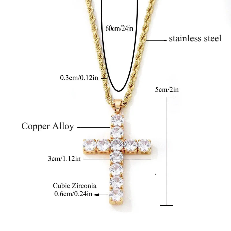 Black Cross Pendants Necklace 60 cm For Men Women Fashion Jewelry Gold Plated 18k