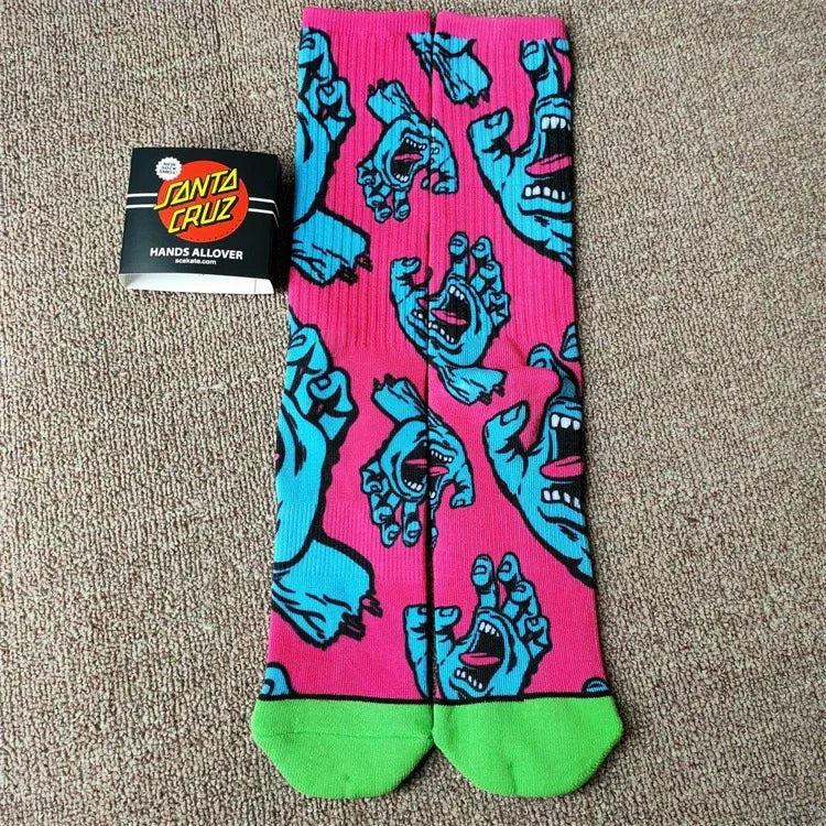 Santa Men High Top Skateball Street Socks Printed Trendy Women Sport Sock Cotton