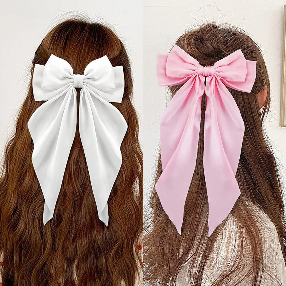 Set Of Elegant Bow Ribbon Hair Clip Satin